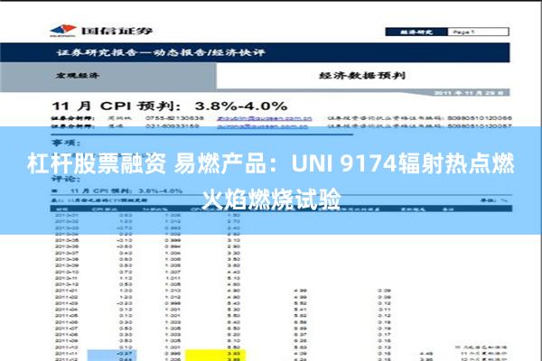 杠杆股票融资 易燃产品：UNI 9174辐射热点燃火焰燃烧试验