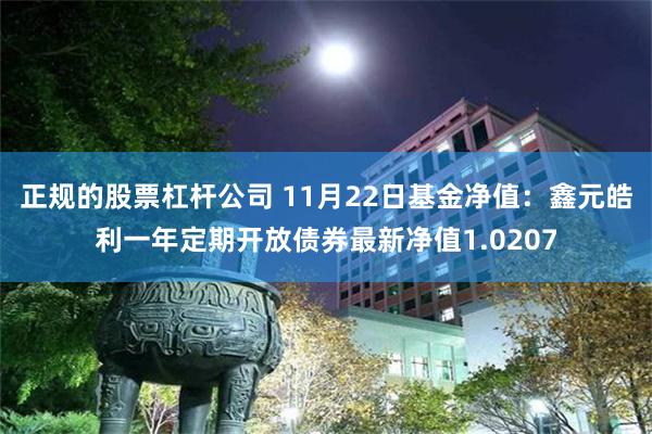 正规的股票杠杆公司 11月22日基金净值：鑫元皓利一年定期开放债券最新净值1.0207